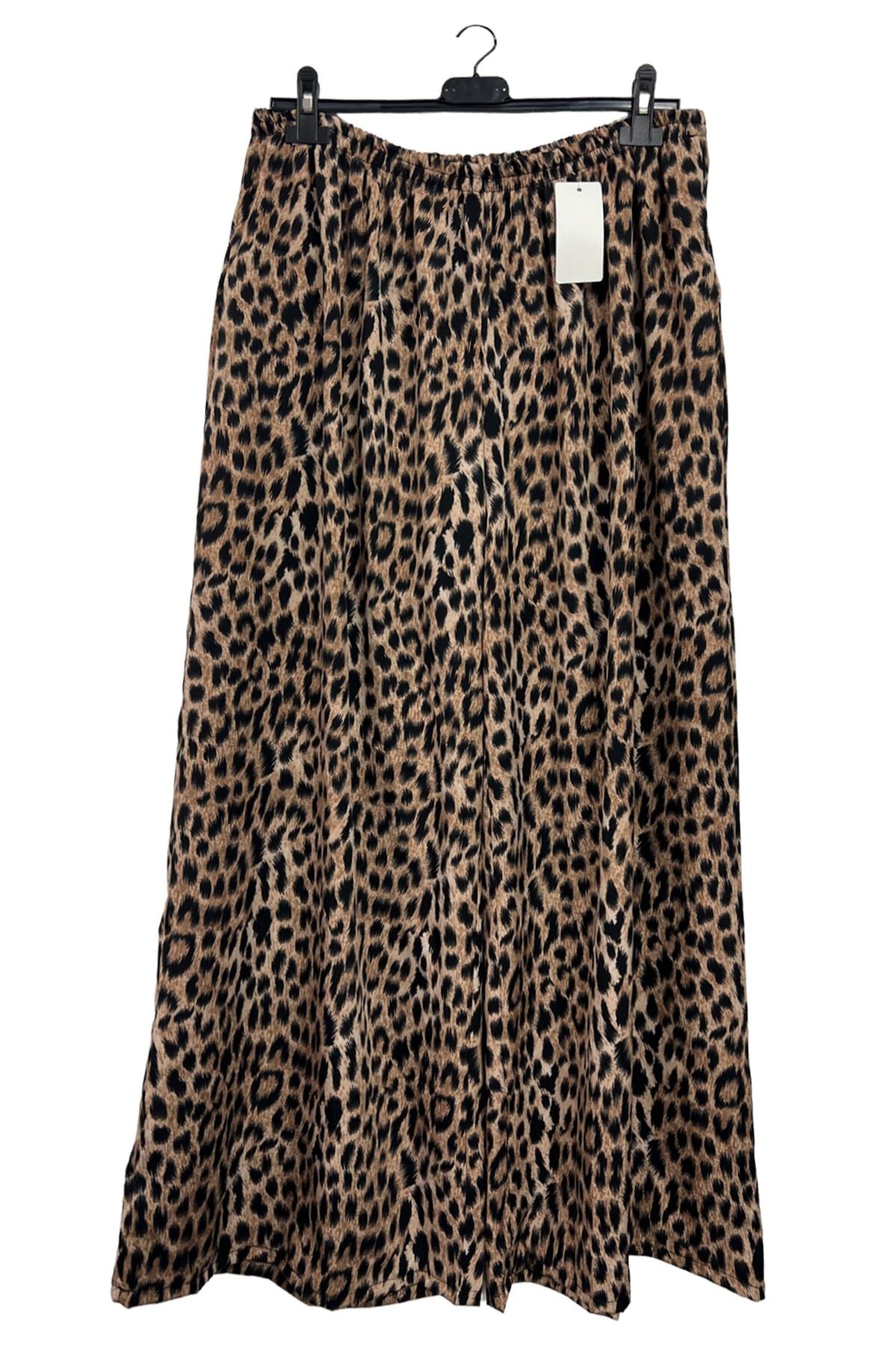 Animal Print Two Side Pockets Wide-Leg Trousers