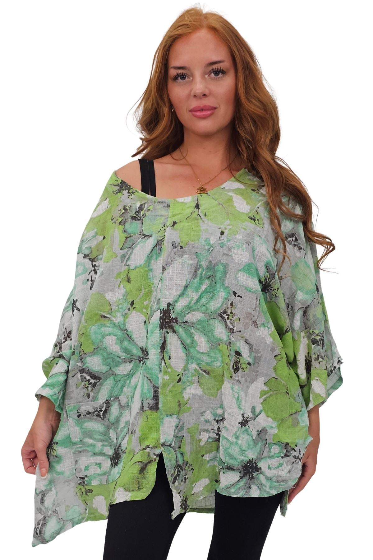 Floral Print Oversized Pocket Tunic Cotton Top