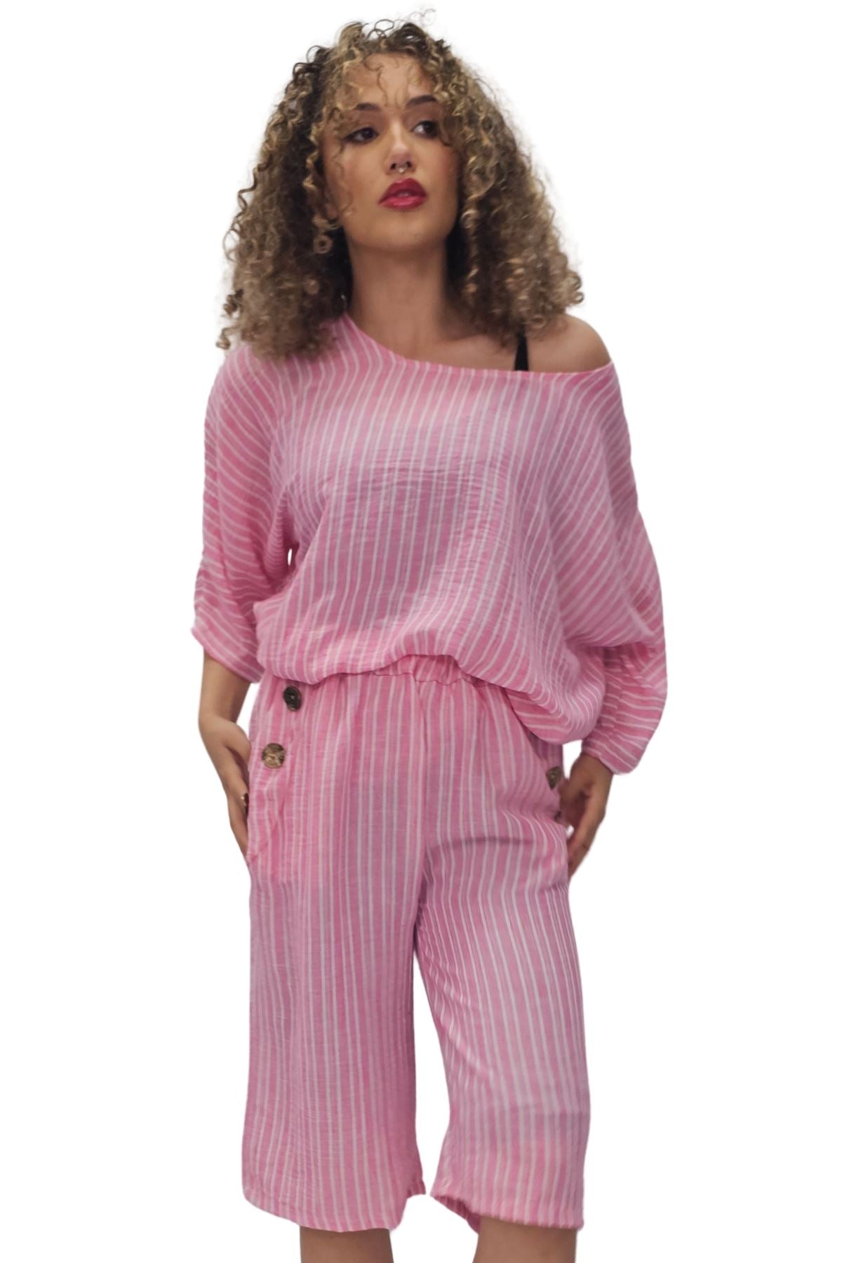 Vertical Pinstripes Print Co-Ord Set