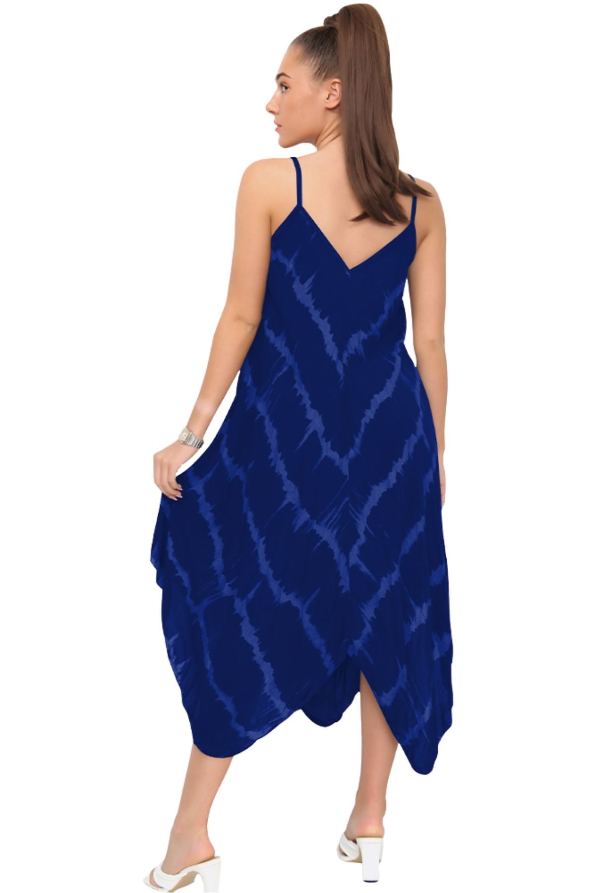 Tie Dye Print Draped Hem Dress