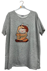Teddy Print Oversized Top