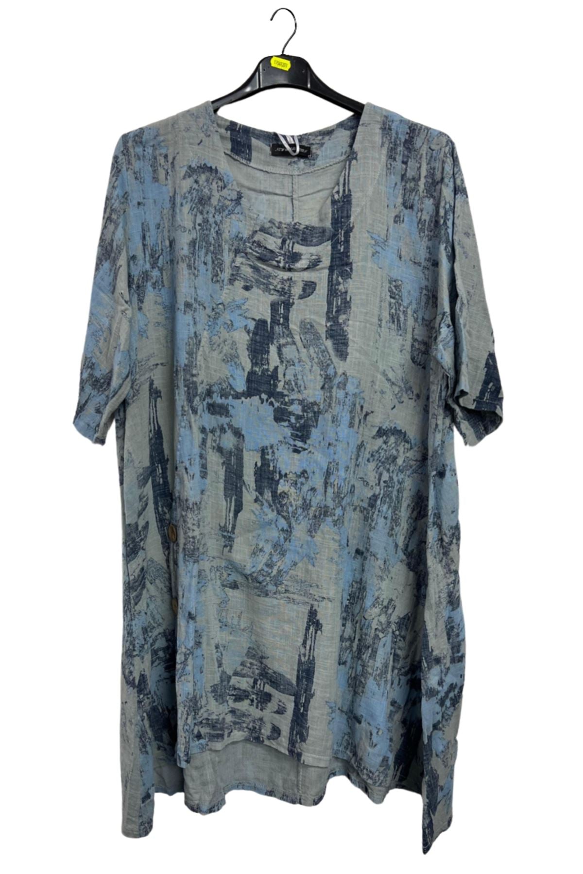 Brush Stroke Print Side Button Detail Top