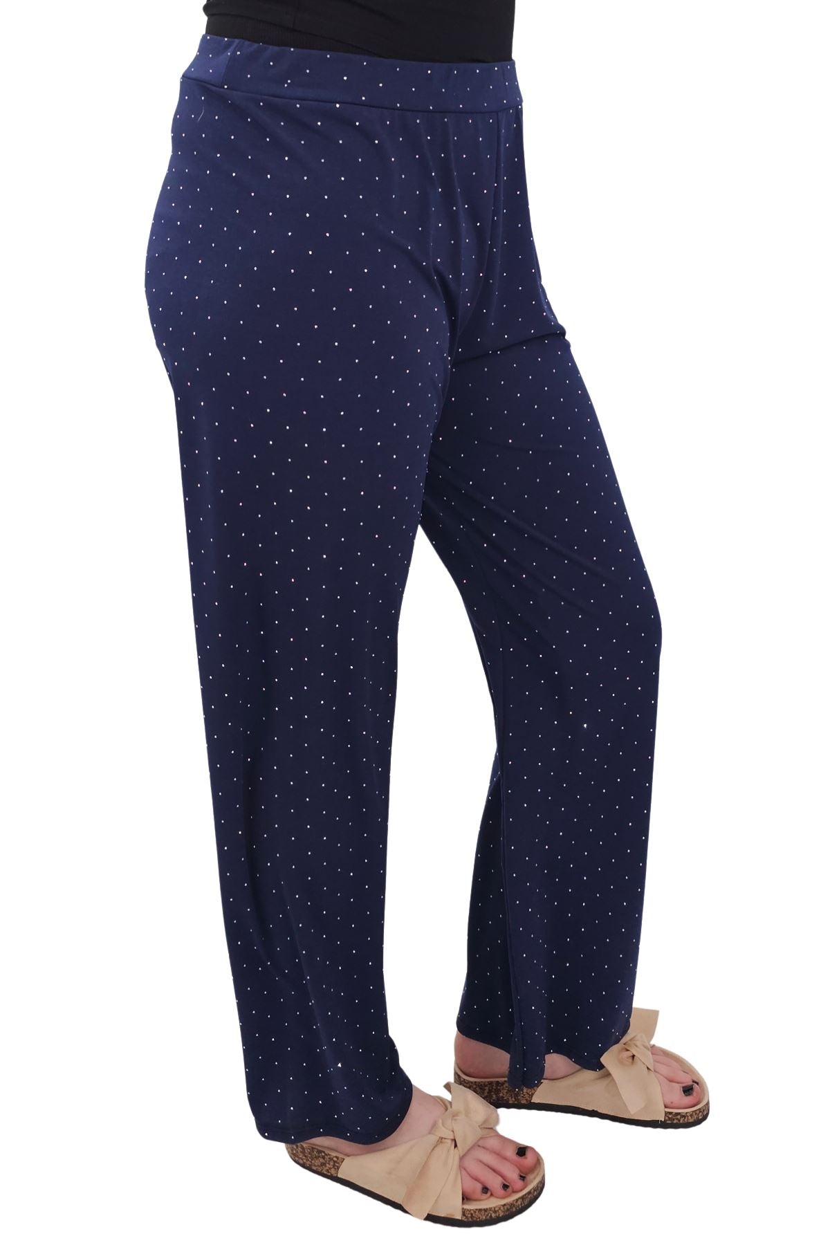 Diamante Pattern Wide Leg Trousers