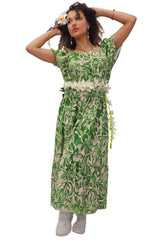 Floral Print Shirred Waist Tiered Dress