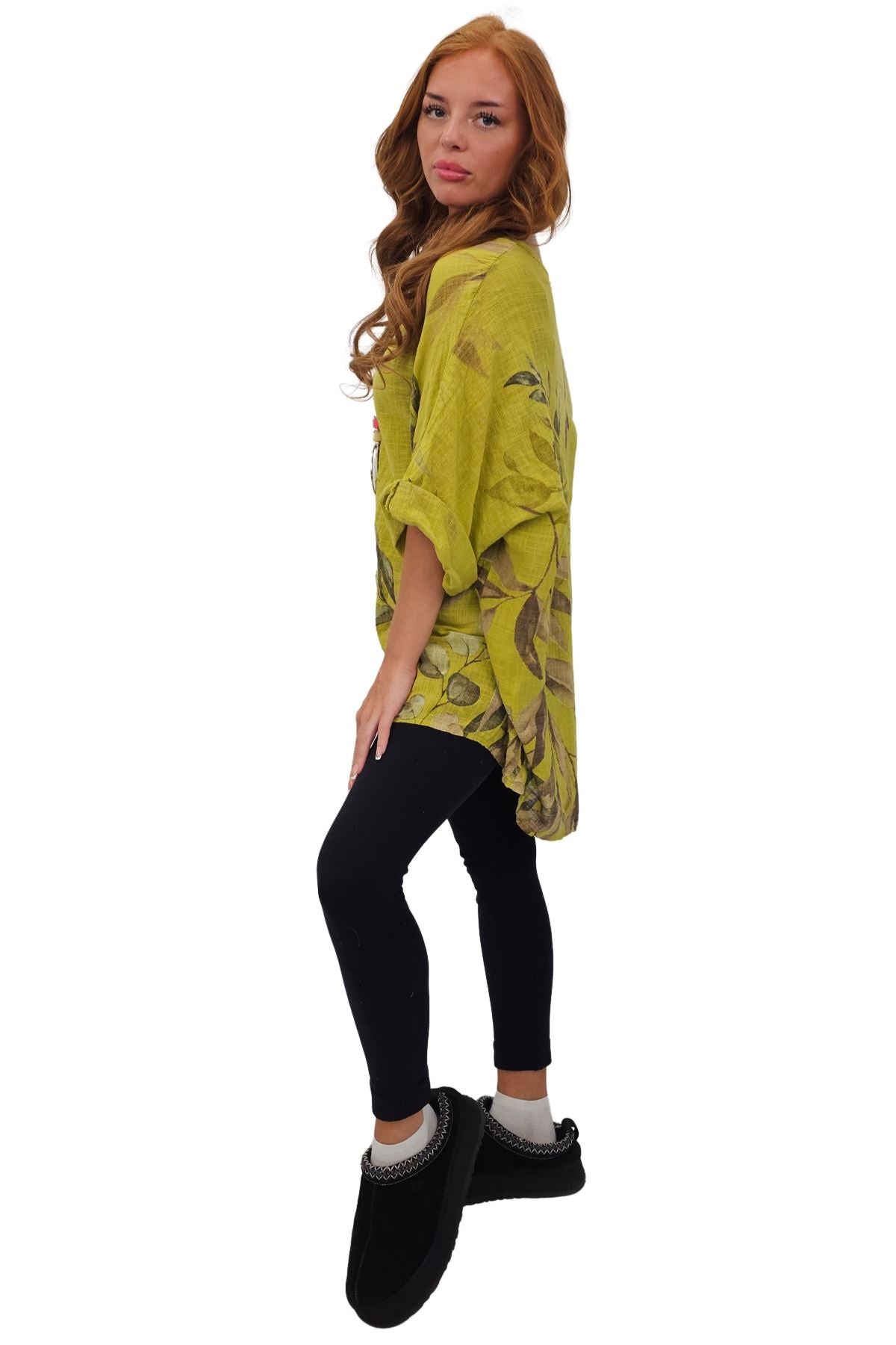Floral Print Oversized Necklace Tunic Cotton Top