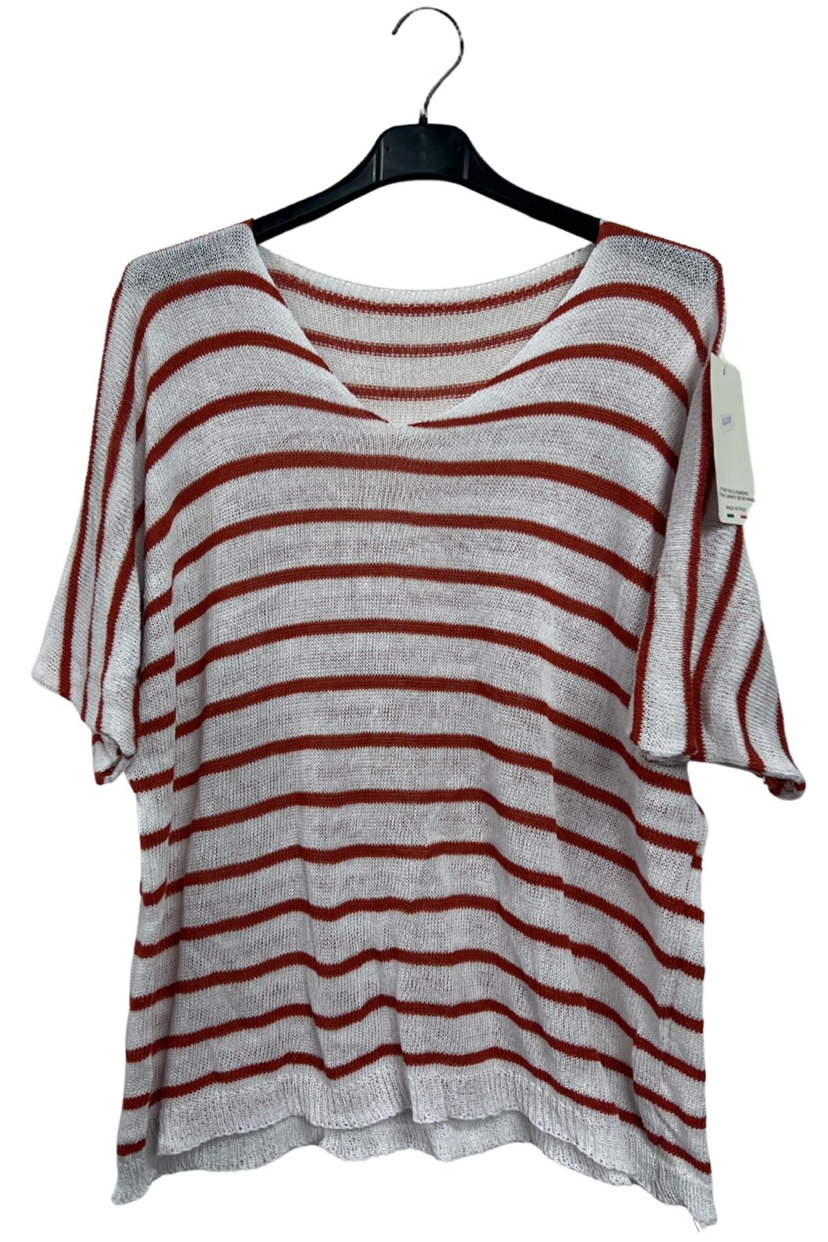 Stripe Pattern Tunic Cotton Top