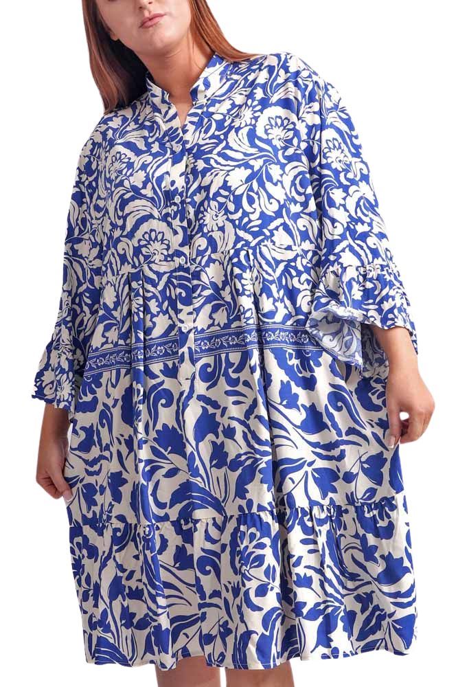Floral Print Button Up Tiered Dress
