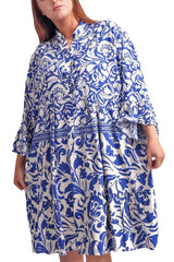 Floral Print Button Up Tiered Dress
