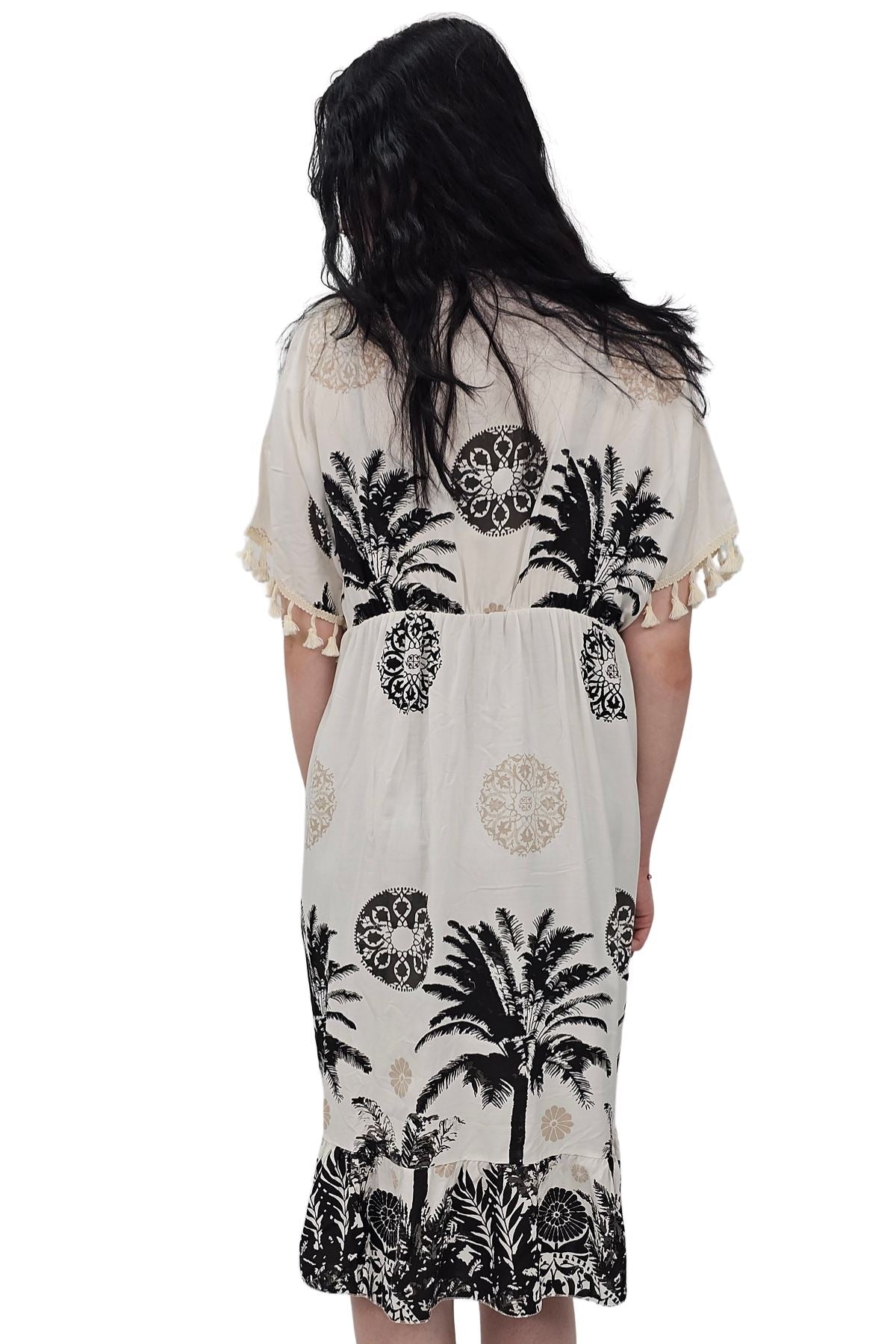 Floral Botanical Print Elasticated Waist Dress