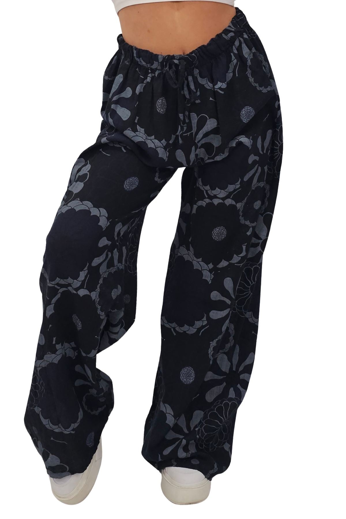 Floral Print Wide Leg Cotton Palazzo