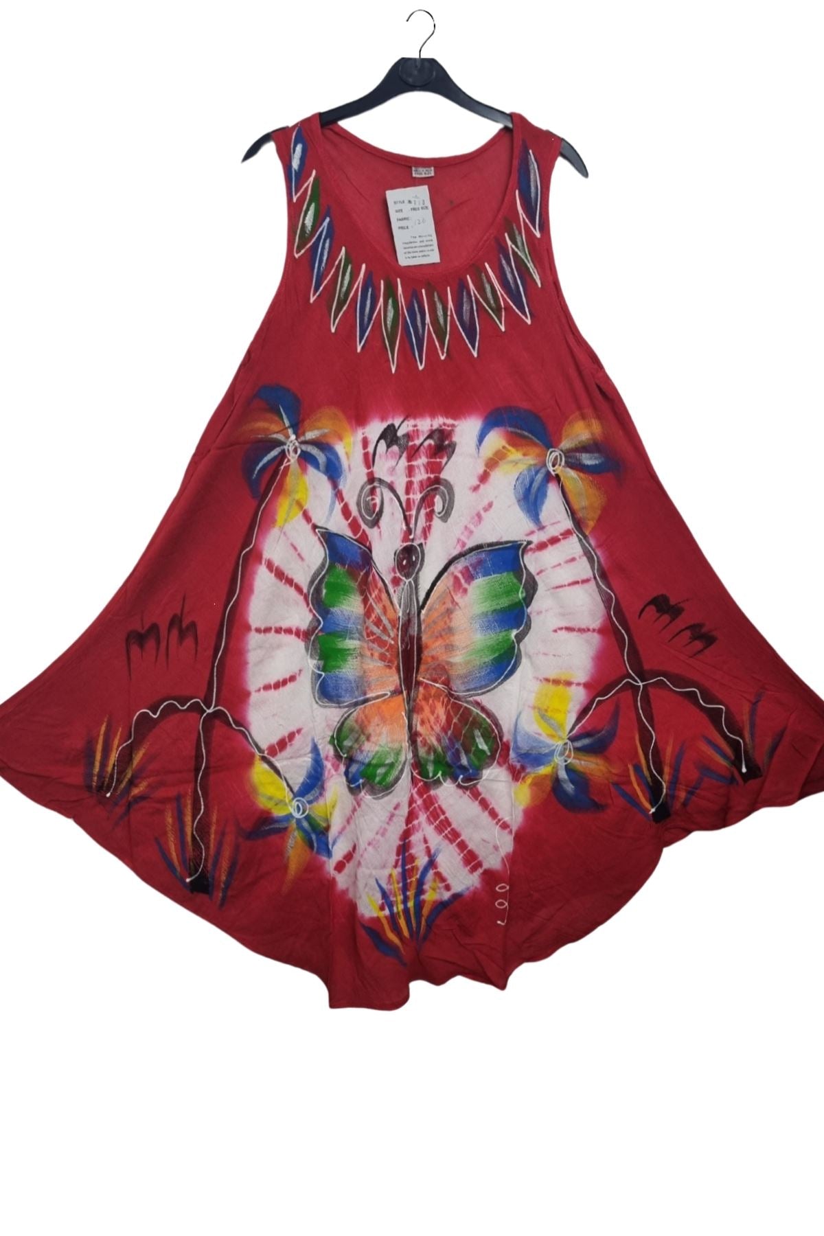 Butterfly Palm Trees Abstract Leaf Accents Motif Dress