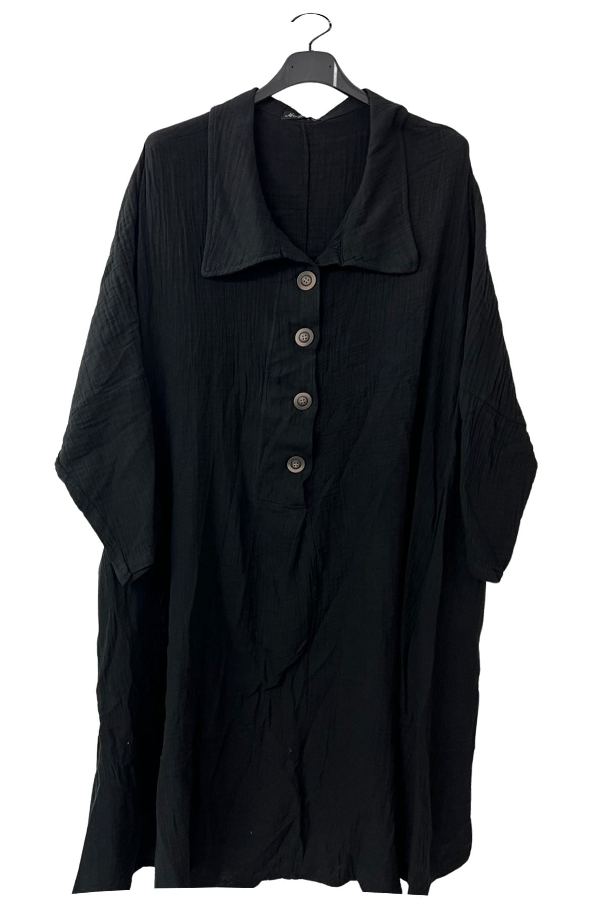 Plain Front Button Detail Cotton Dress