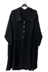 Plain Front Button Detail Cotton Dress