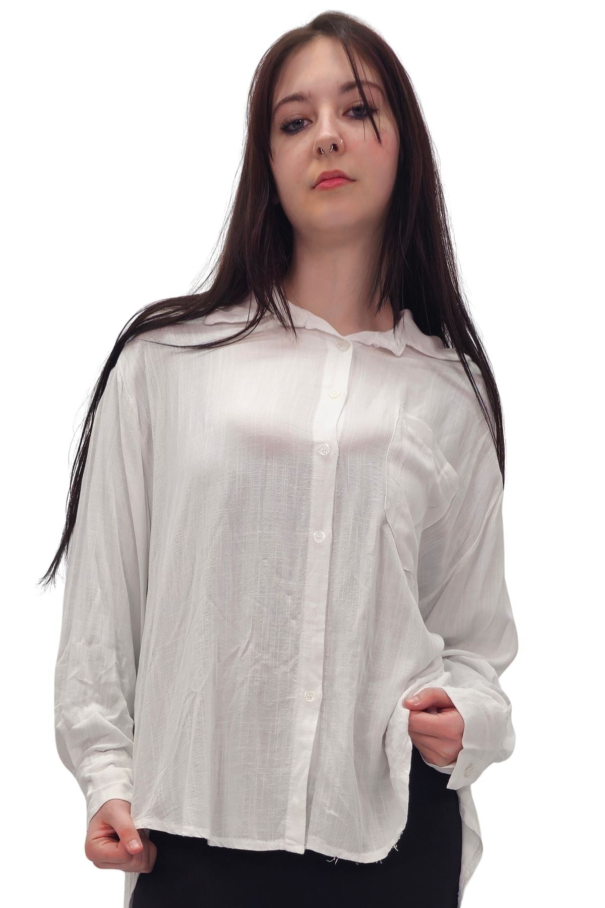 Plain Button-Down Front Shirt