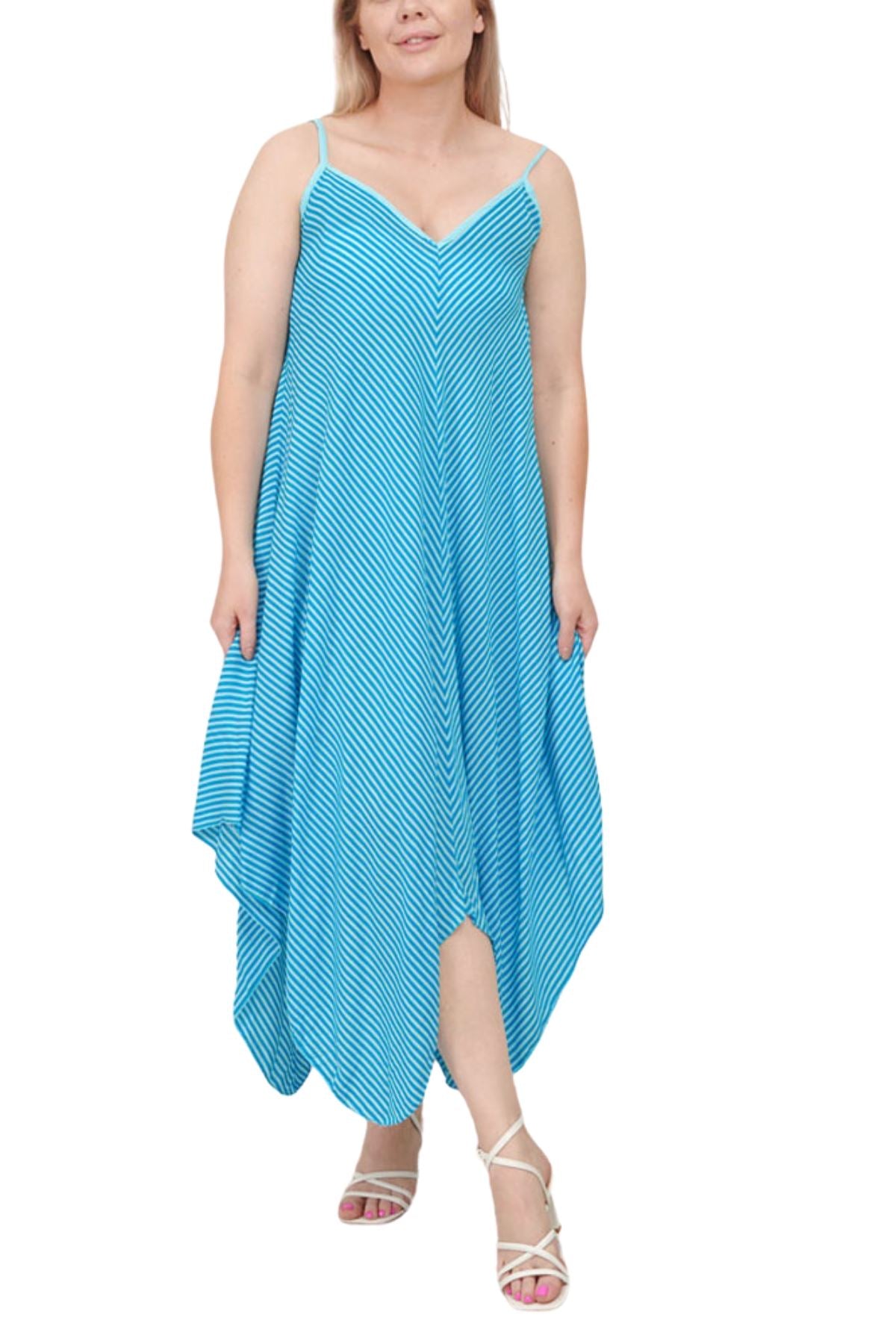 Diagonal Stripe Print Spaghetti Strap Dress