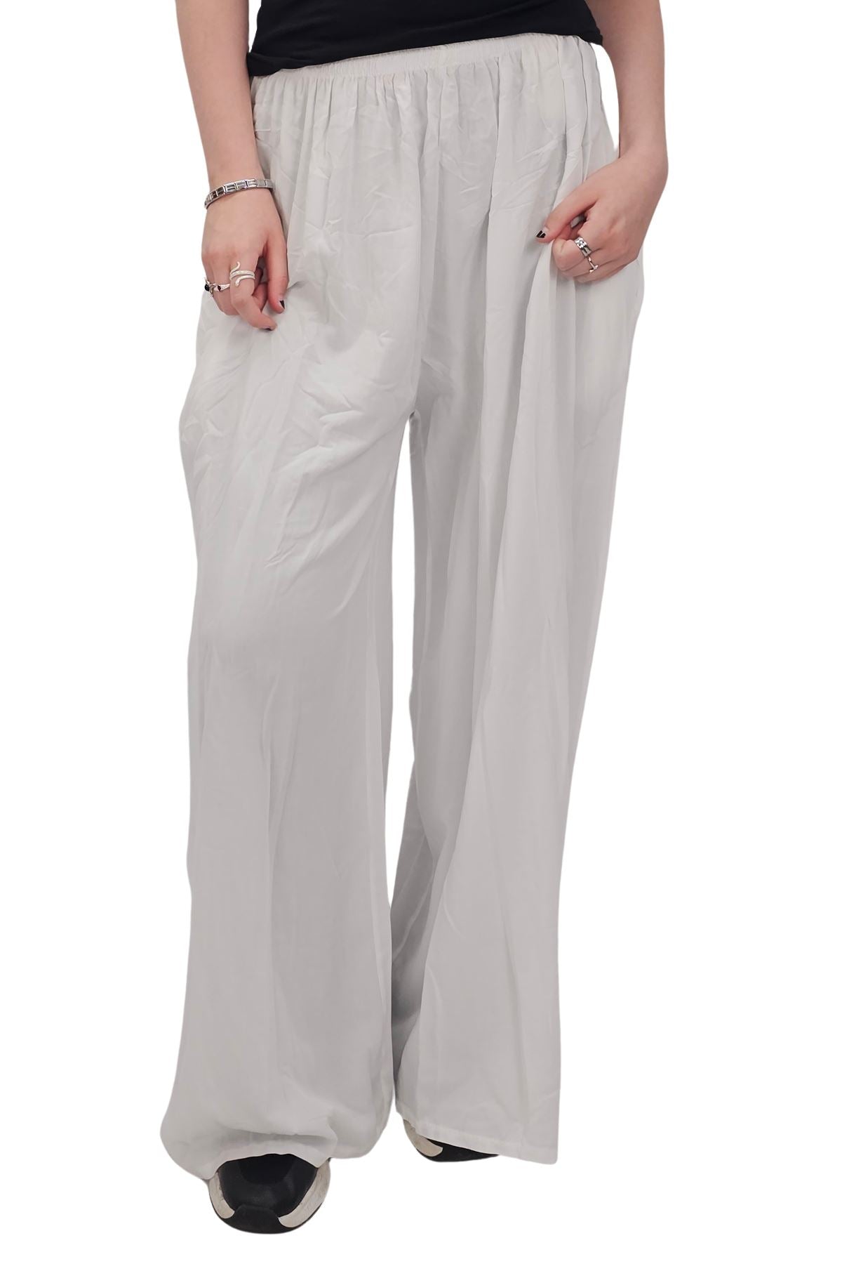 Plain Elasticated Waistband Wide Leg Palazzo