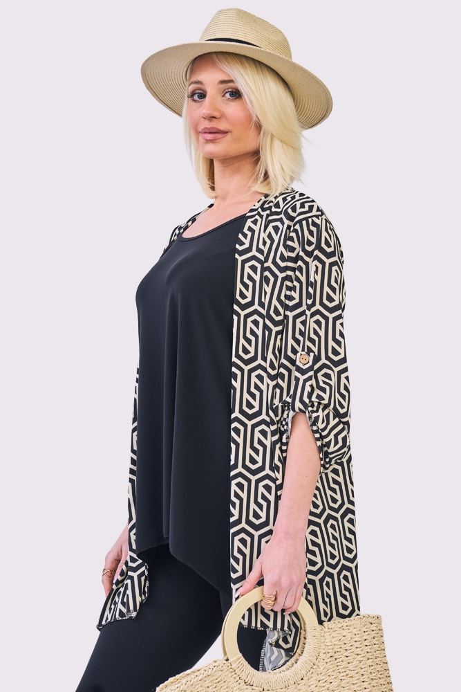 Abstract Multi Print Front Cardigan