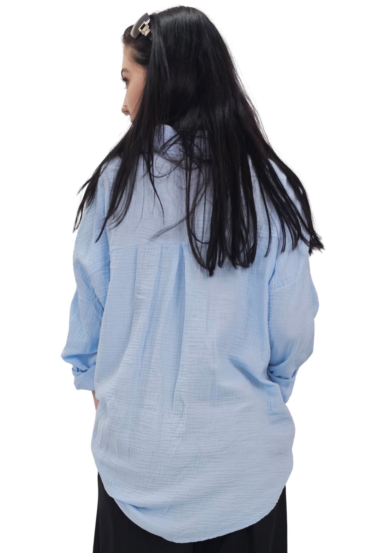 Plain Button Up Pocket Cotton Shirt