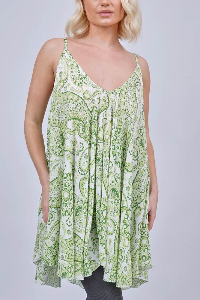 Paisley Print High Low Hem Top
