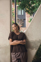 Crocheted Openwork Design Tunic Cotton Top