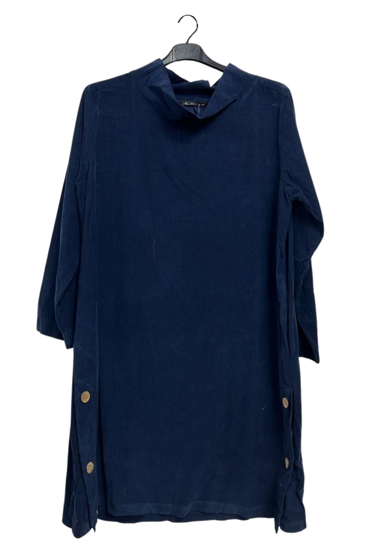 Plain Side Two Pockets Slit Hem Cotton Top