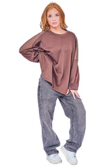 Plain Mesh-Textured Oversized Top