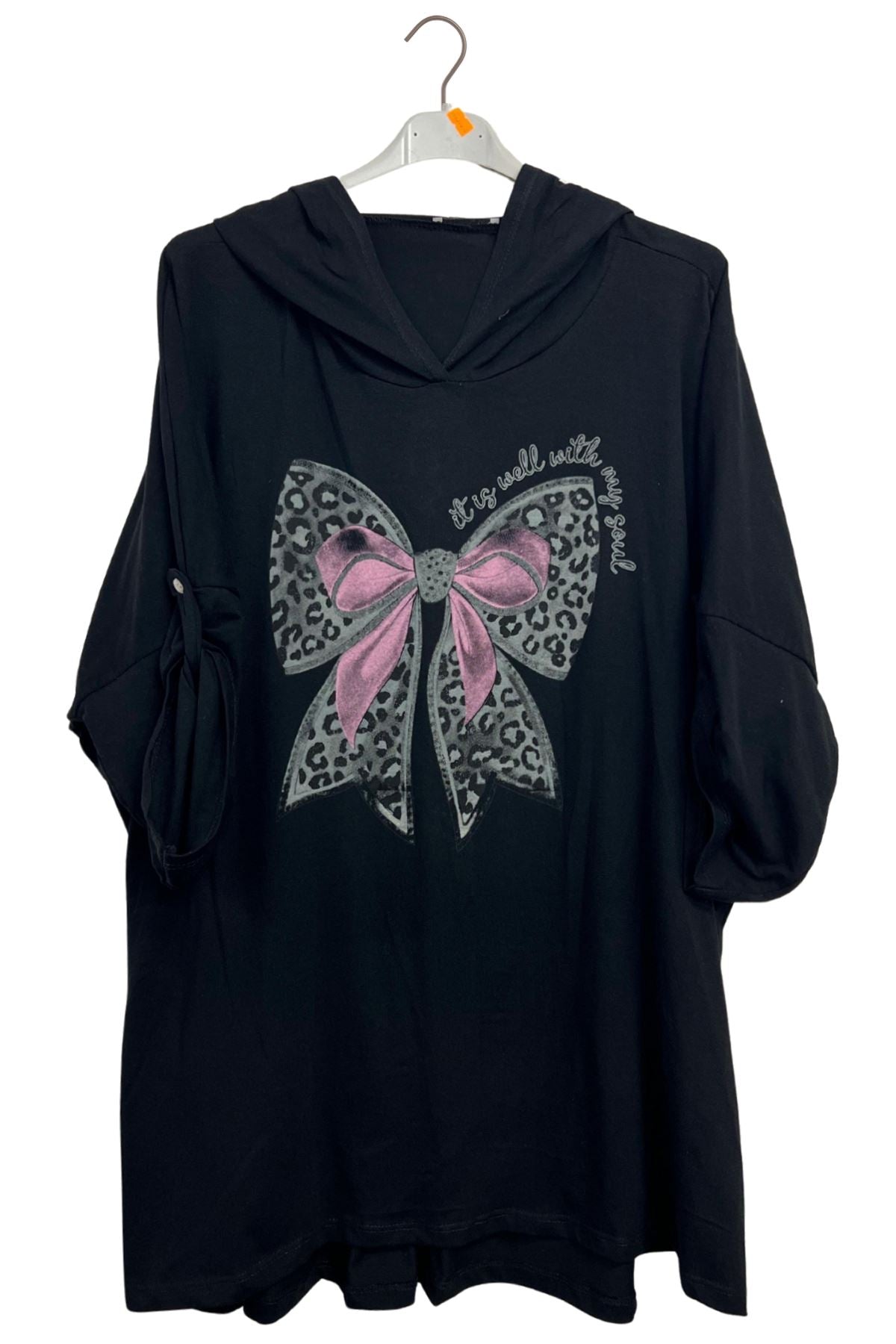 Large Bow Leopard Print Oversized Top