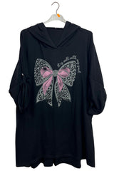 Large Bow Leopard Print Oversized Top