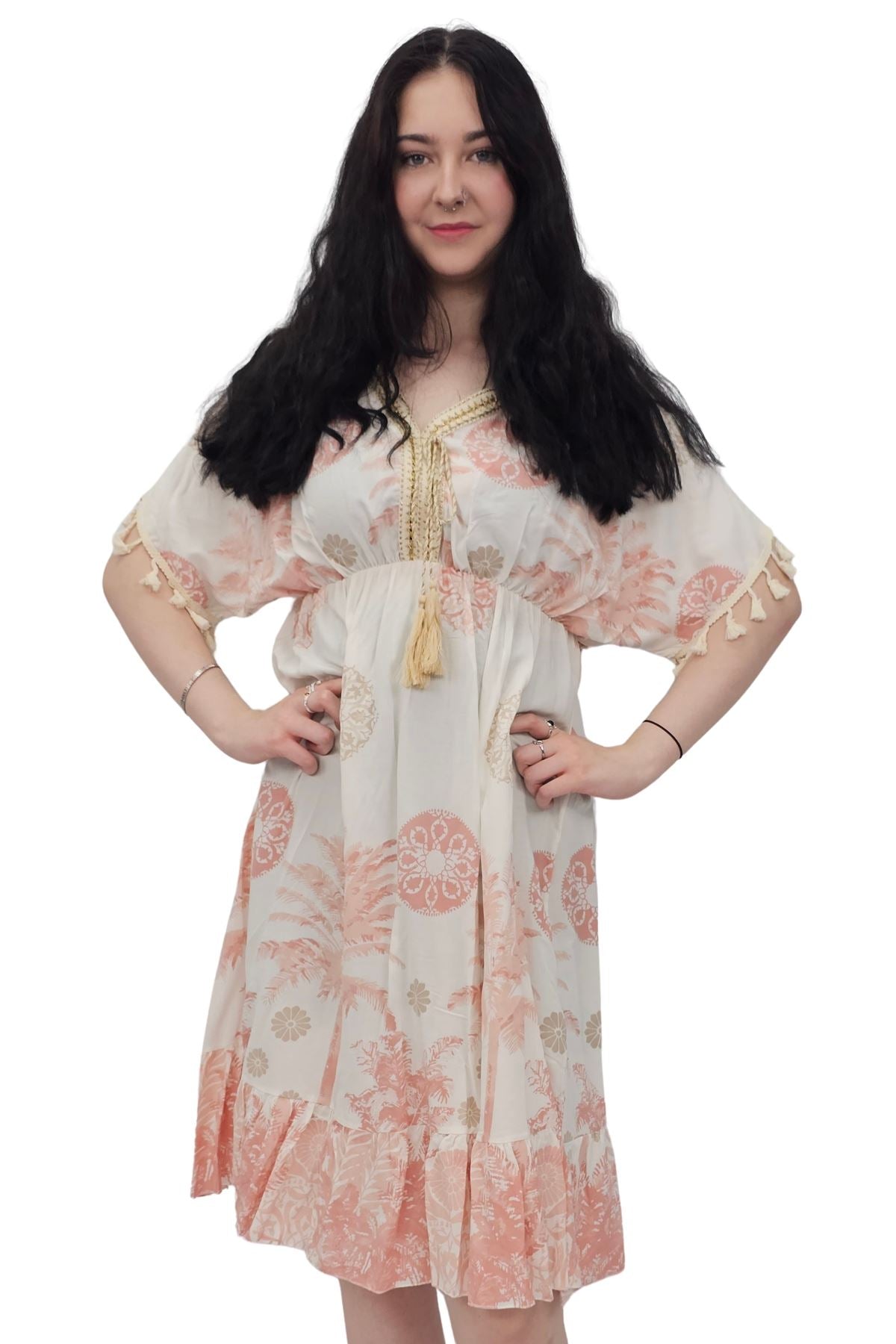 Floral Botanical Print Elasticated Waist Dress