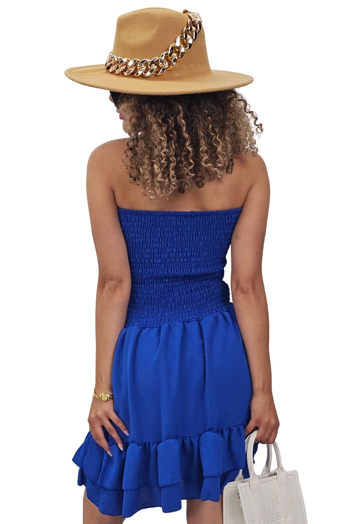 Plain Bandeau Shirred Playsuit