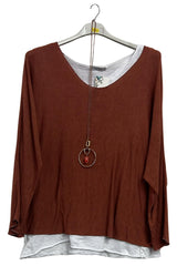 Plain Layered Hem Tunic Cotton Top