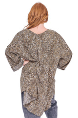 Leopards Print Button Detail Tunic Top