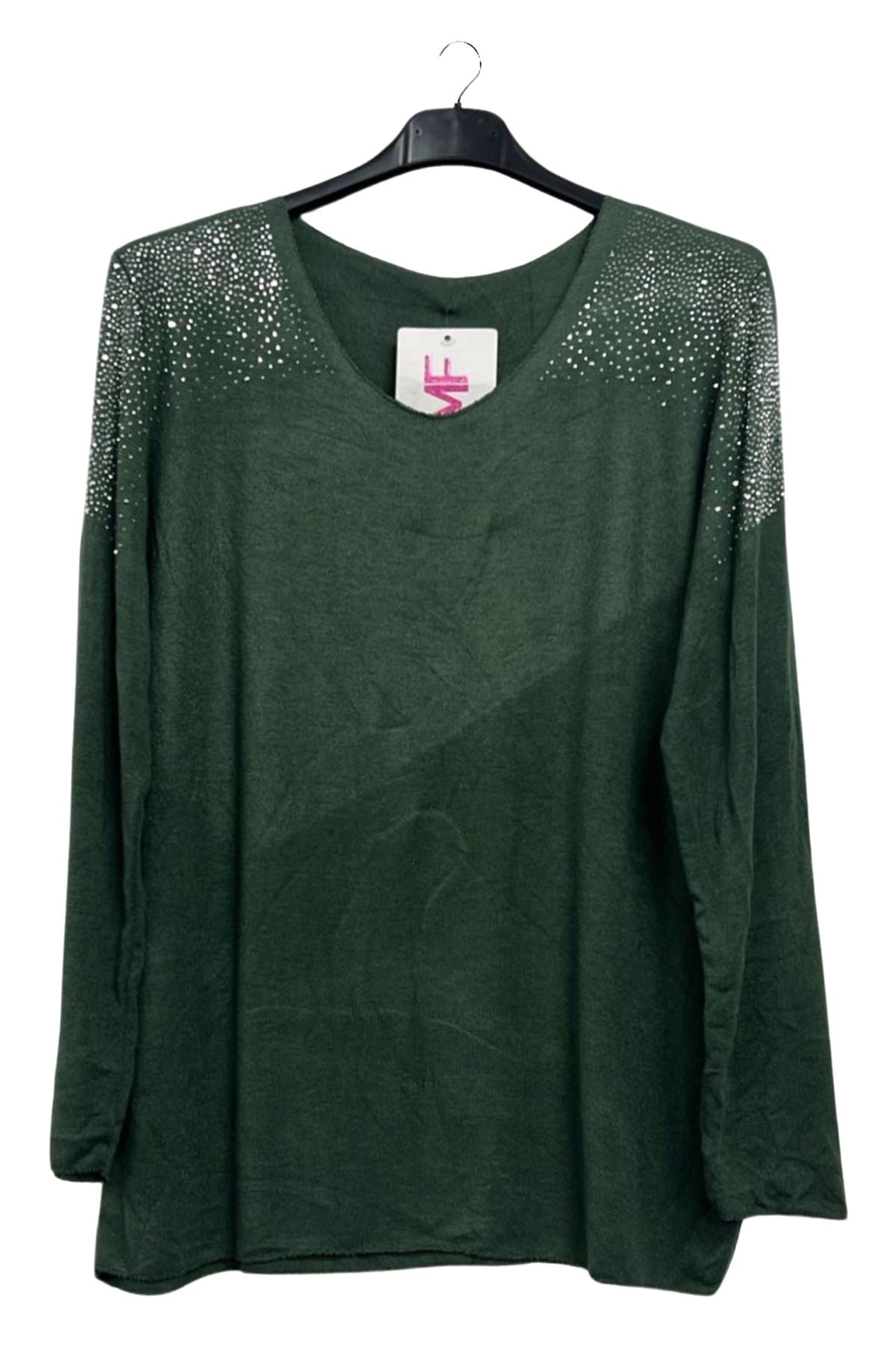 Plain Rhinestone Stud Detail Top