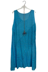 Embroidered Textured Circular Pattern Cotton Dress