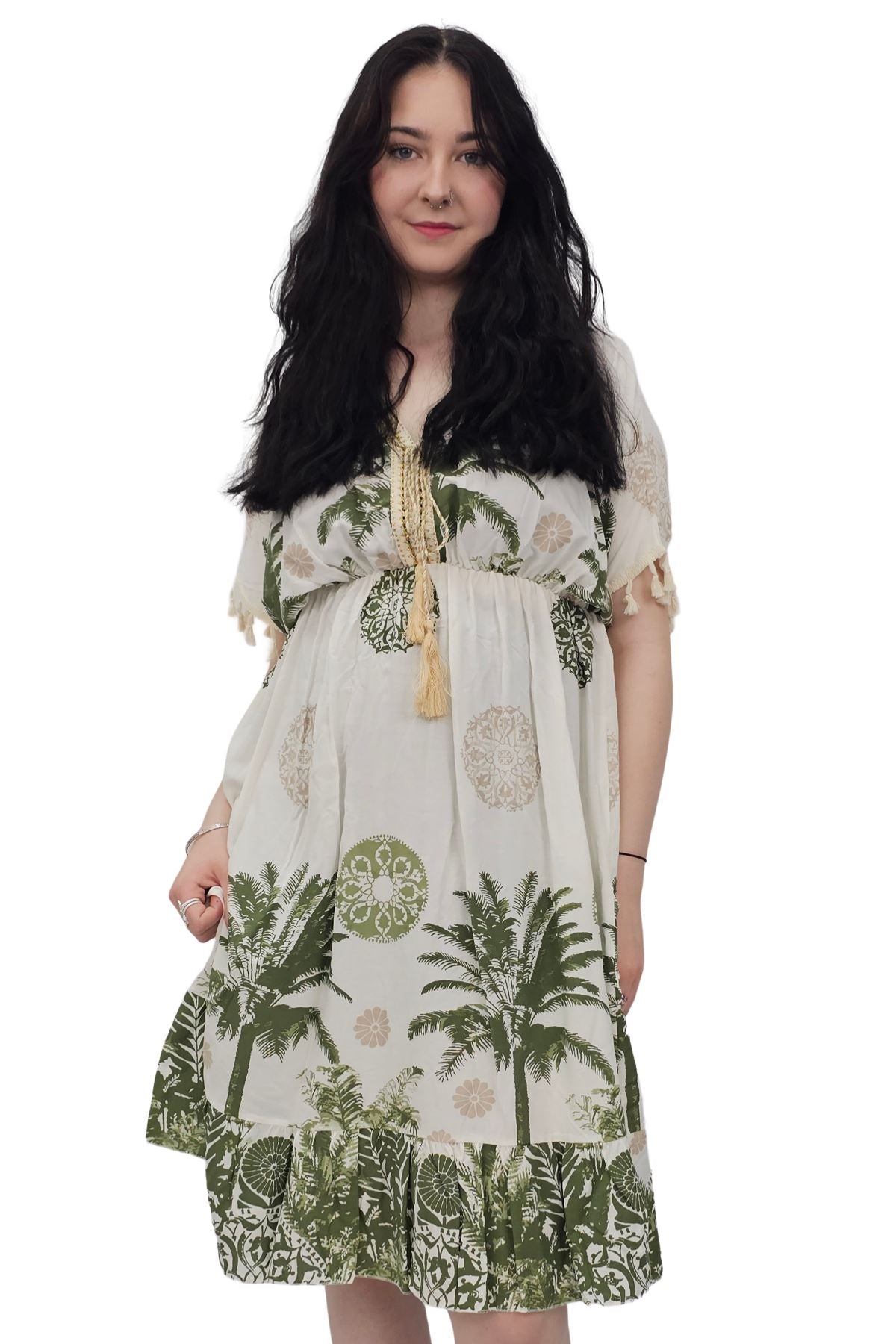 Floral Botanical Print Elasticated Waist Dress