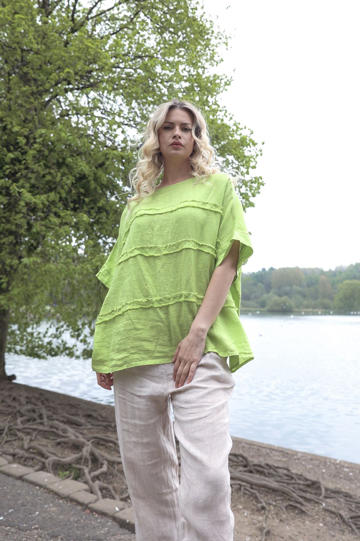 Plain Oversized Box Linen Top