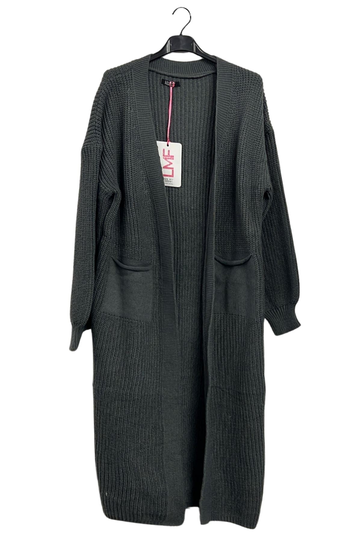 Plain Rib Knit Longline Cardigan