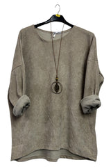 Plain Knitted Dropped Shoulders Top