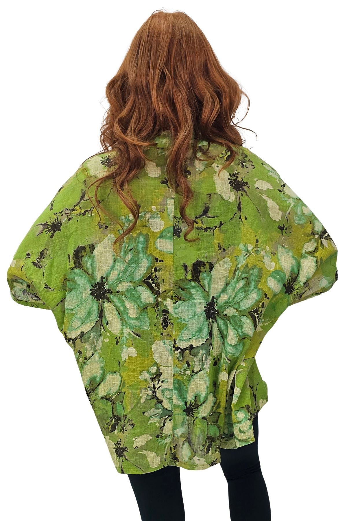 All-Over Floral Print Neck Button Top