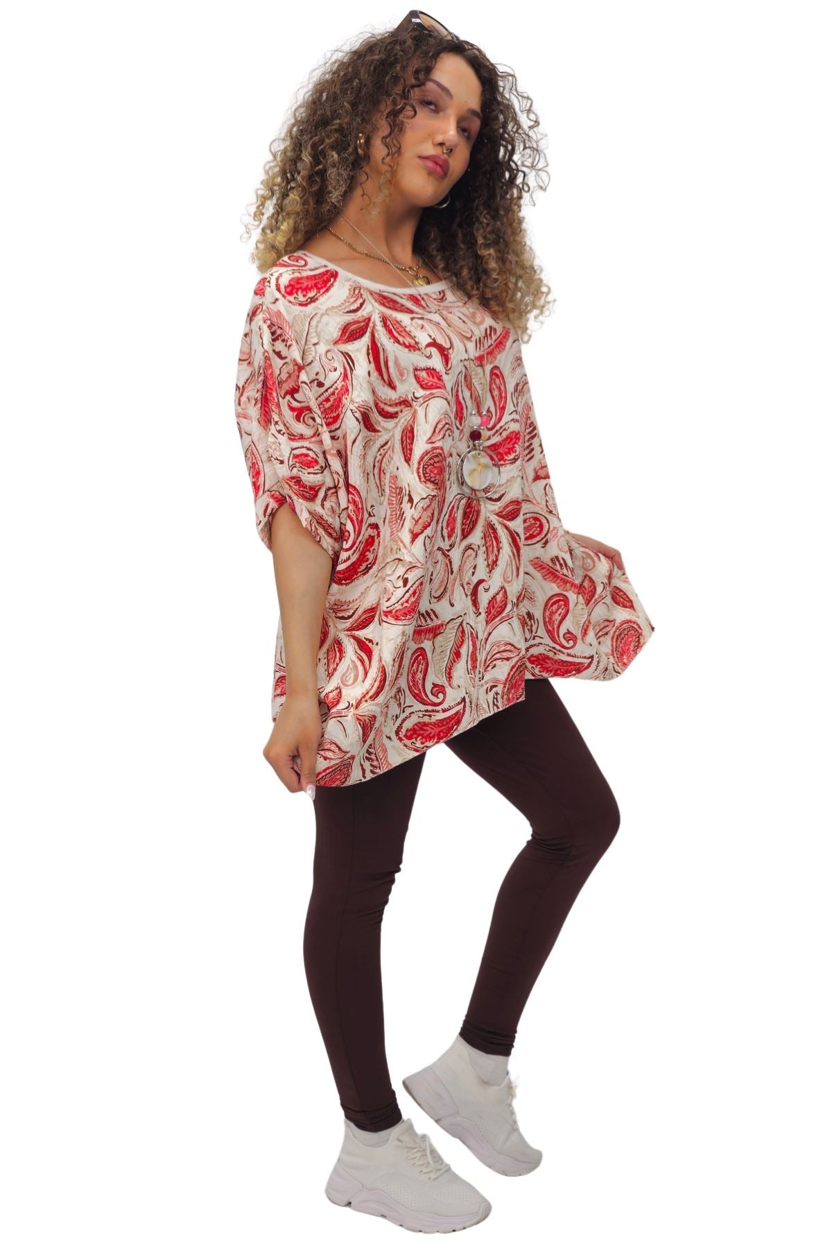 Paisley Print Oversized Tunic Top