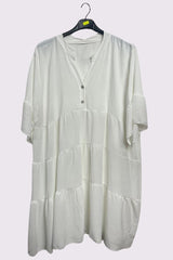 Plain Tiered Flared Sleeve Dress