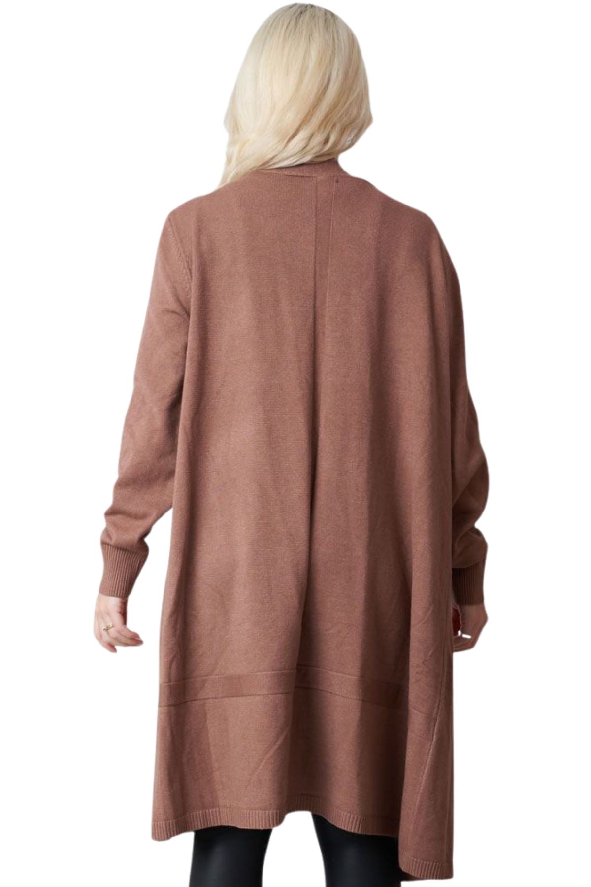 Ribbed Open Front Longline Cardigan