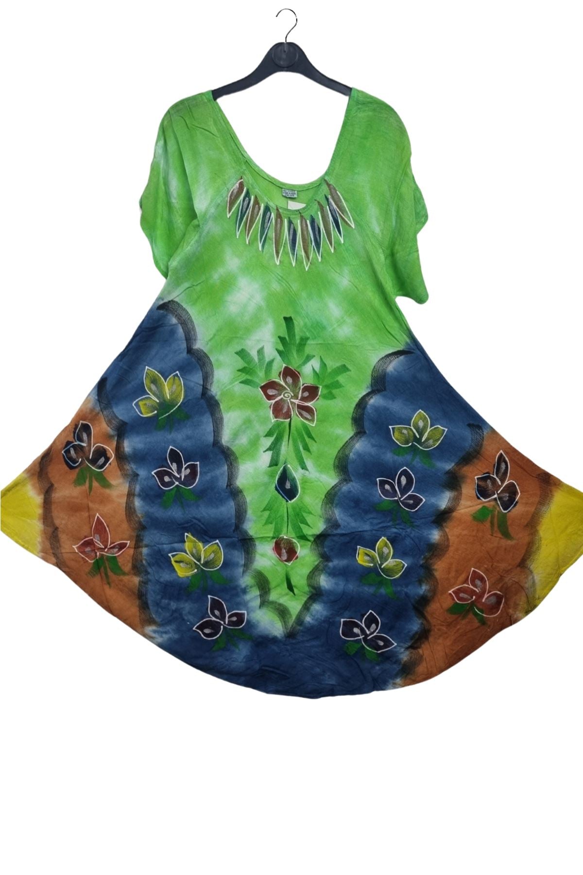 Floral Leaves Pattern Asymmetrical Hem Dress