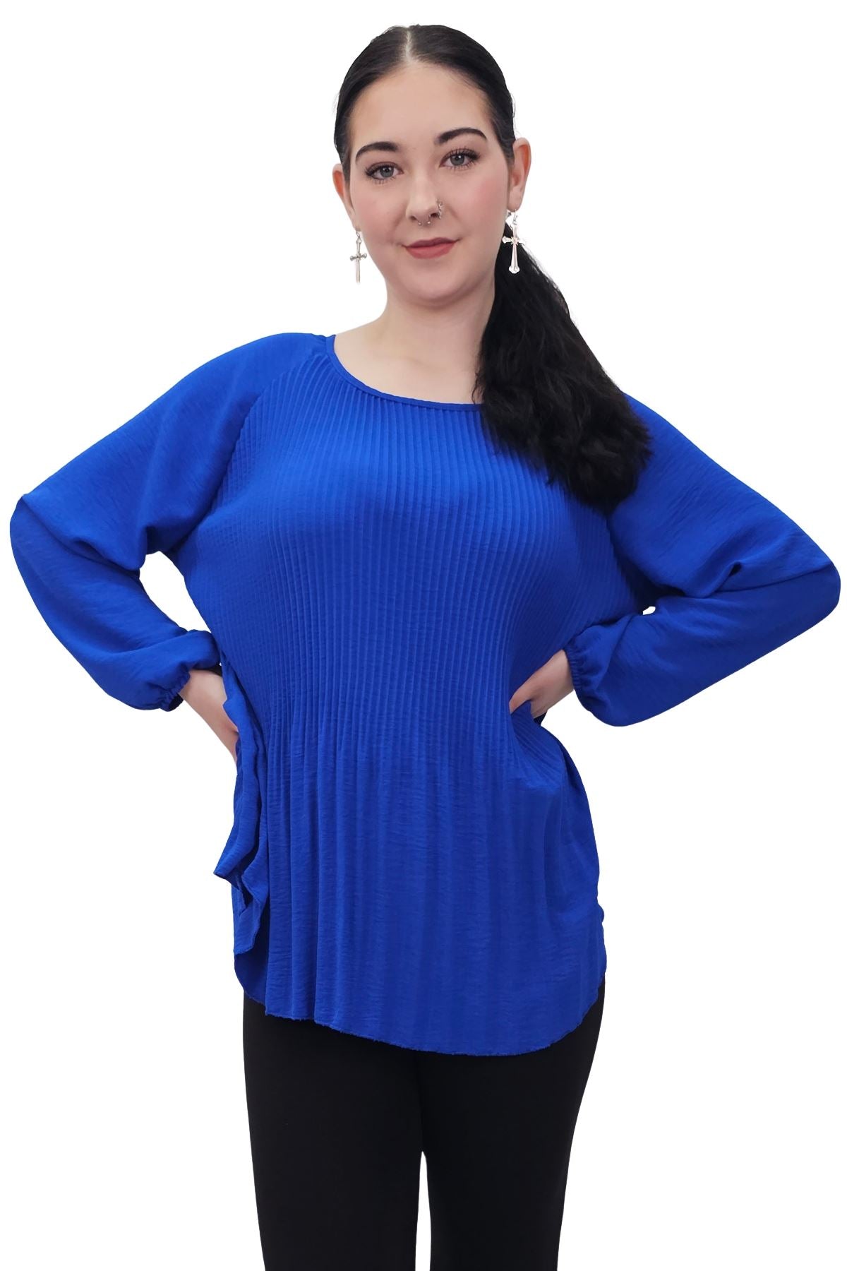 Plain Pleated Elastic Cuff Top