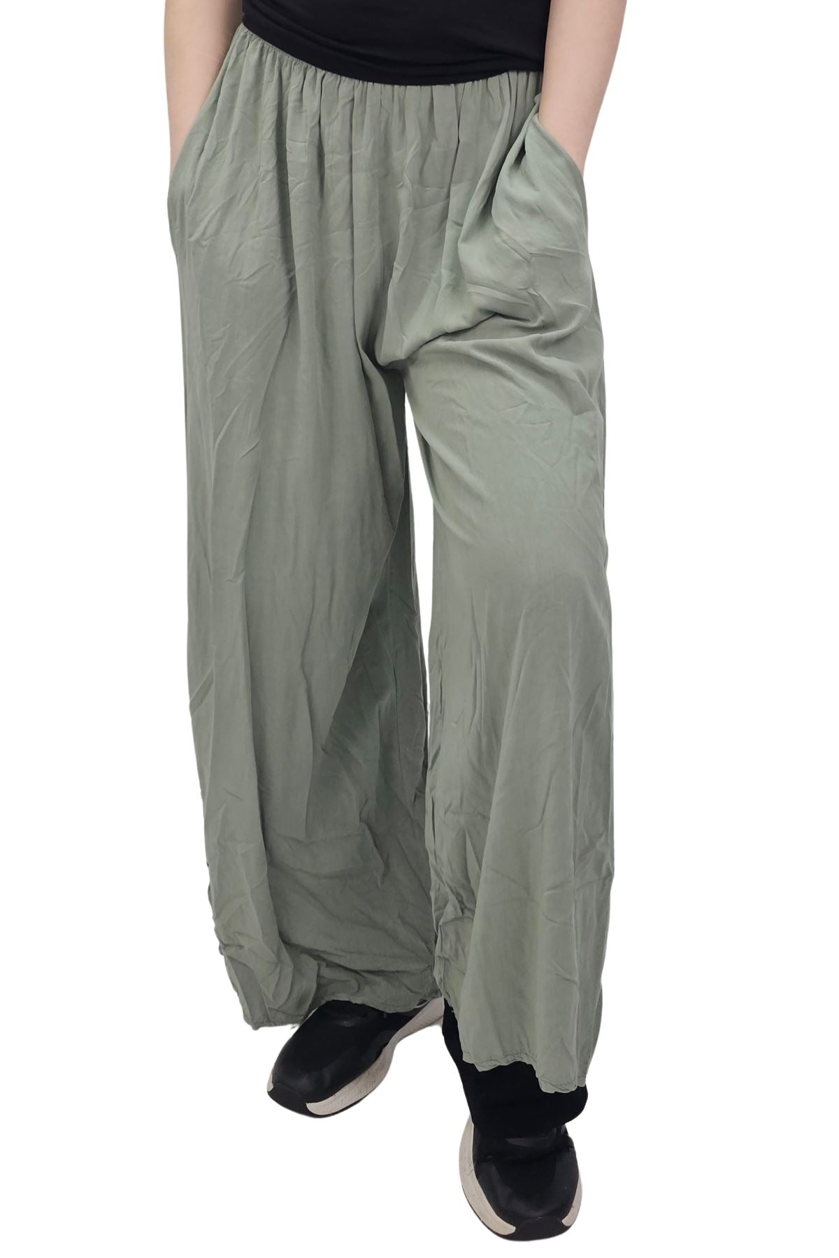 Plain Elasticated Waistband Wide Leg Palazzo