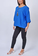 Plain Necklace Cotton Tunic Top