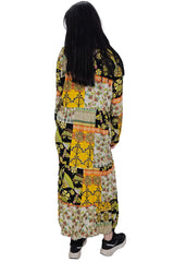 Floral Print Oversized Front Button Up Cotton Dress
