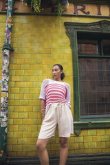 Horizontal Stripe Pattern Tunic Cotton Top