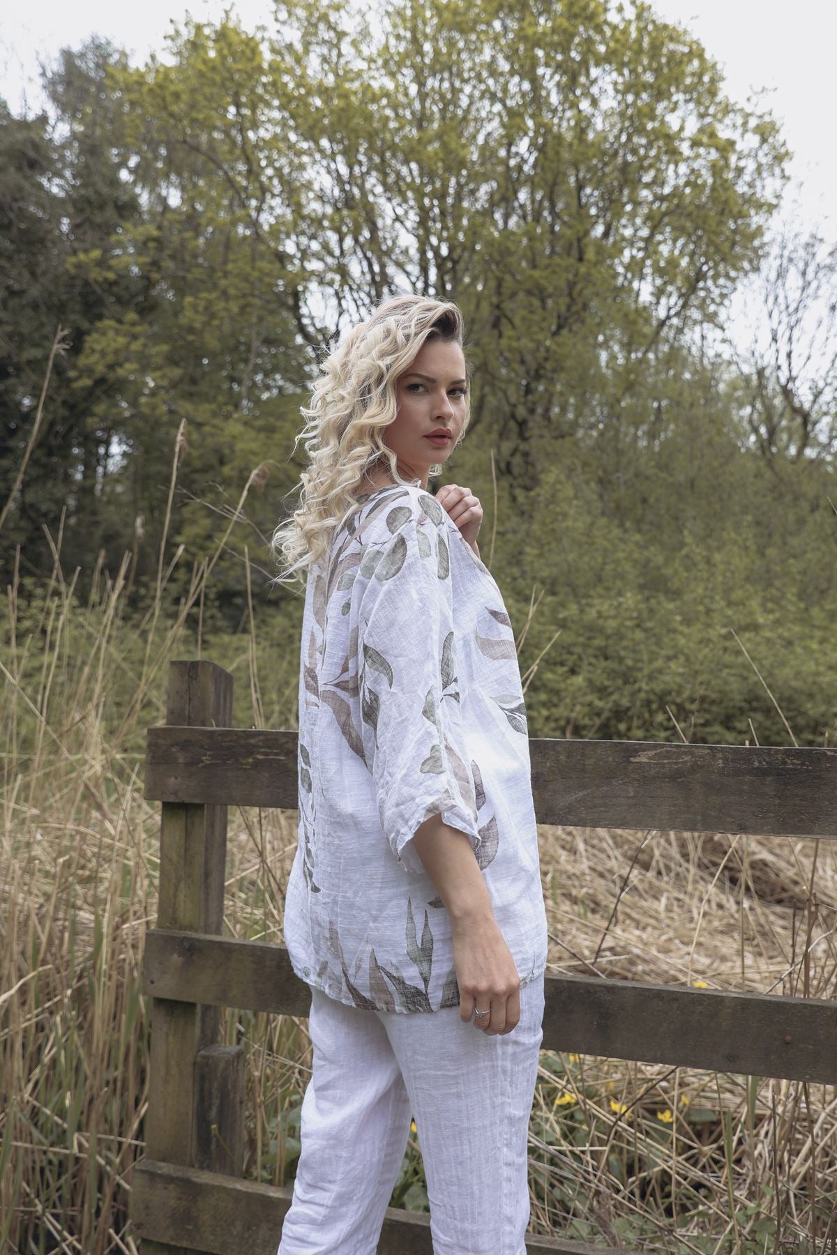 Floral Print Oversized Necklace Tunic Cotton Top