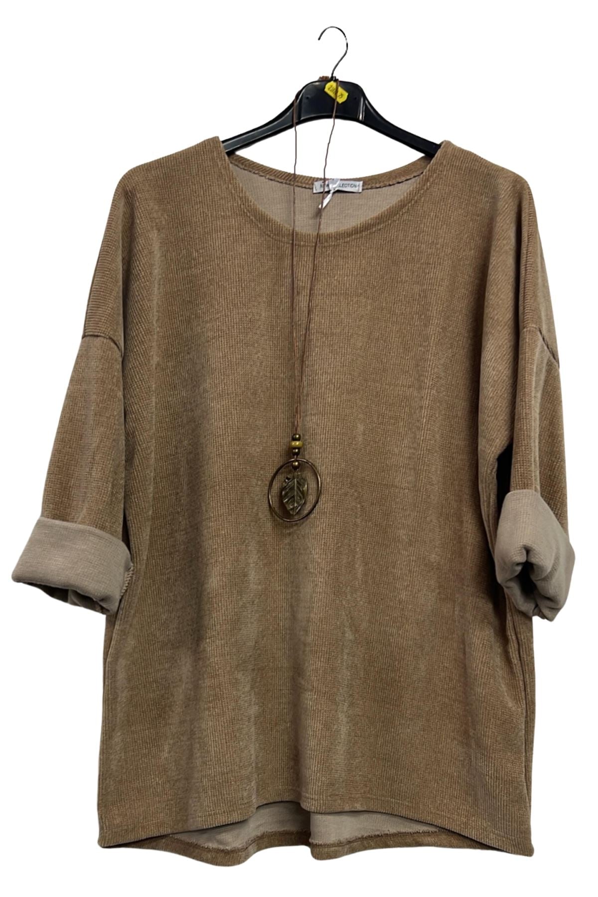 Plain Knitted Dropped Shoulders Top